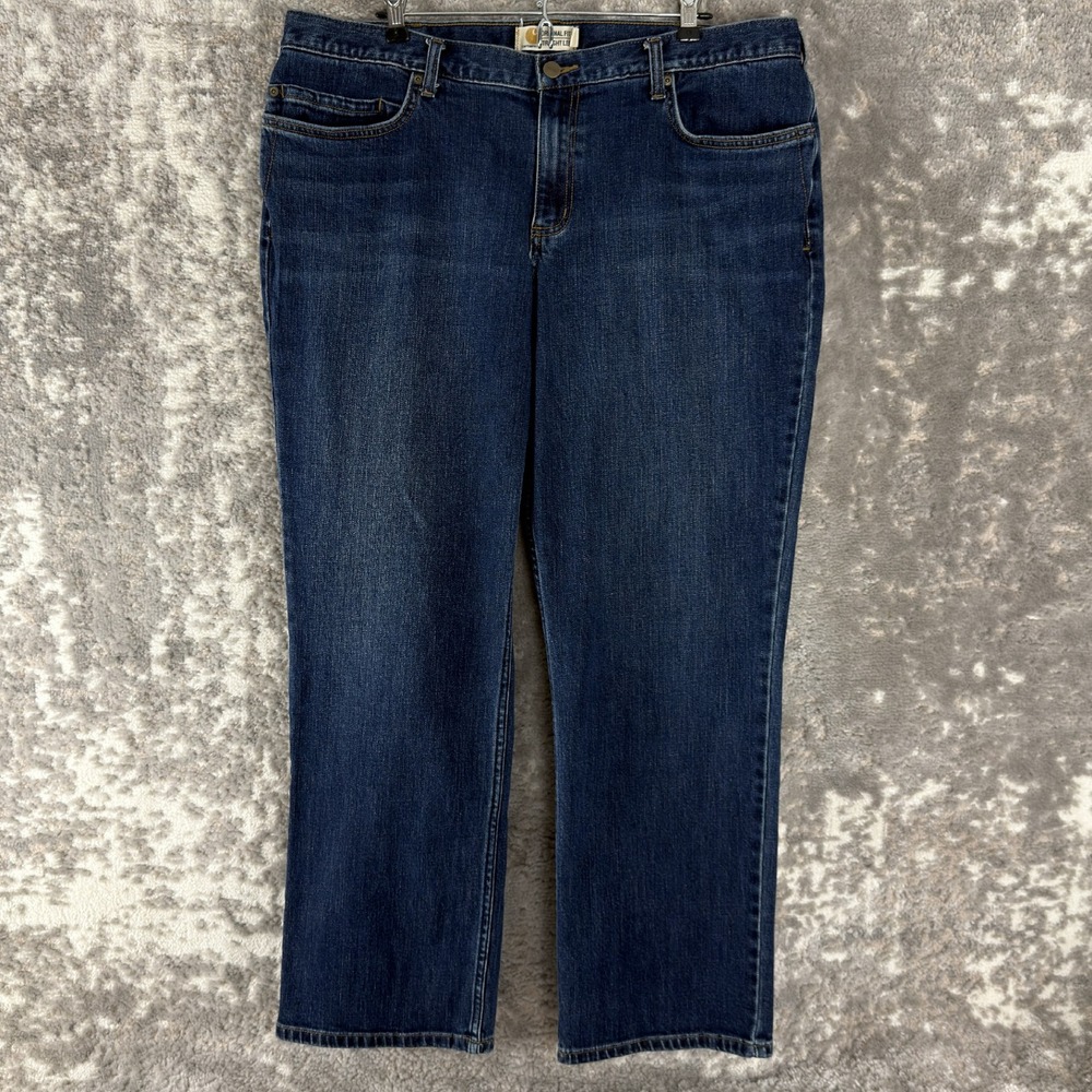 Carhartt Women’s Straight Leg Low Cut Jeans - Dark Blue Denim